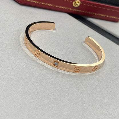 [Lunabriance]LOVE BRACELET 6.1MM 1 DIAMOND OPEN CUFF