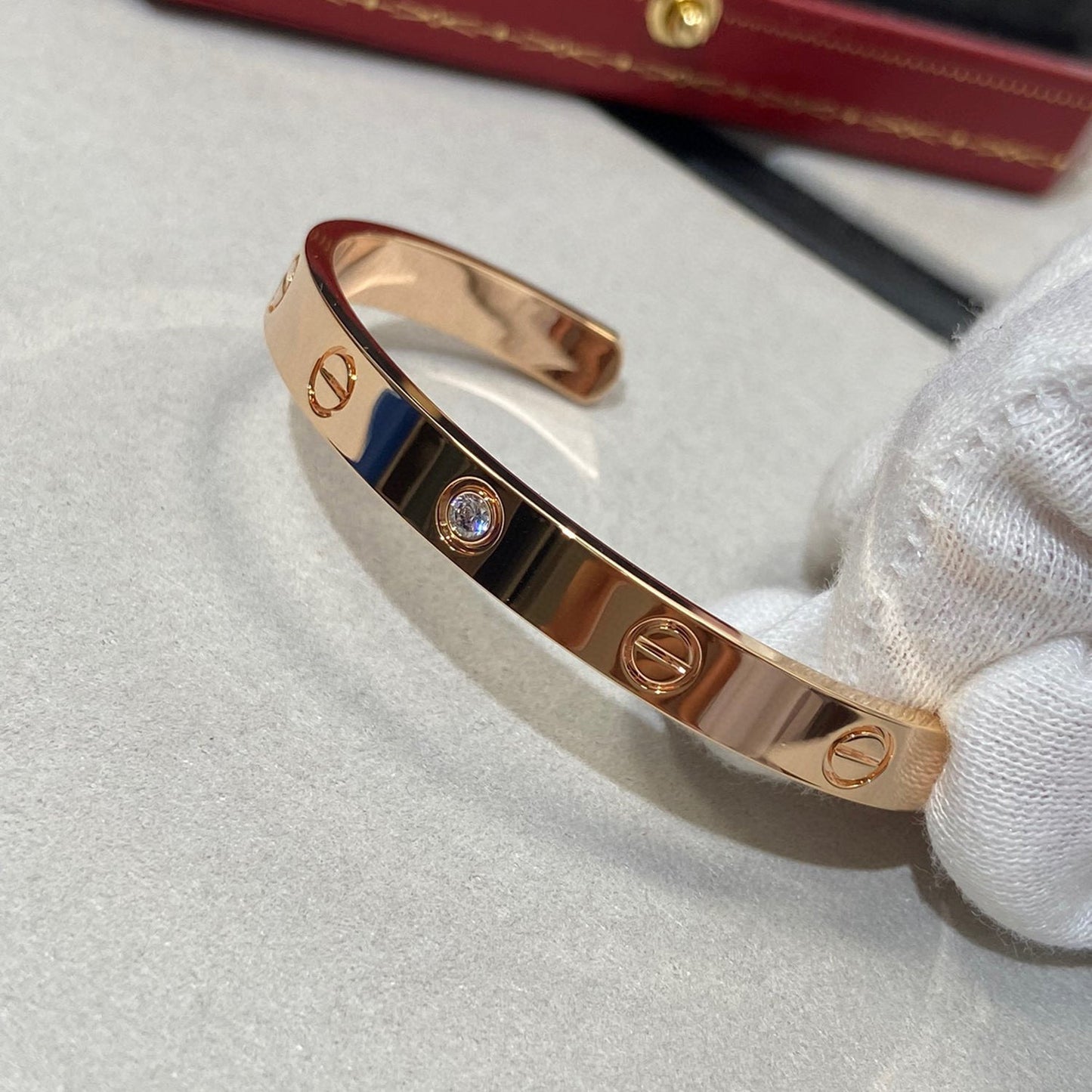 [Lunabriance]LOVE BRACELET 6.1MM 1 DIAMOND OPEN CUFF