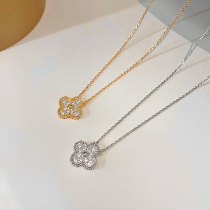 [Lunabriance]CLOVER 15MM DIAMOND SINGLE FLOWER NECKLACE