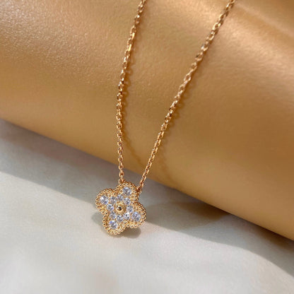 [Lunabriance]CLOVER 15MM DIAMOND SINGLE FLOWER NECKLACE