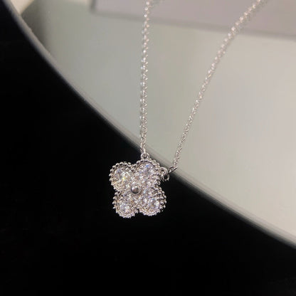 [Lunabriance]CLOVER 15MM DIAMOND SINGLE FLOWER NECKLACE