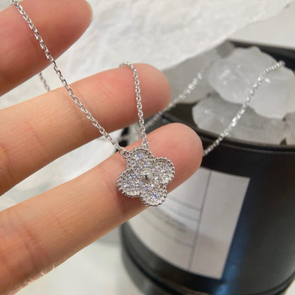 [Lunabriance]CLOVER 15MM DIAMOND SINGLE FLOWER NECKLACE