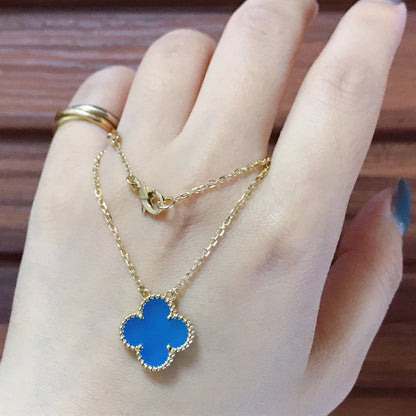 [Lunabriance]CLOVER 15MM BLUE AGATE NECKLACE