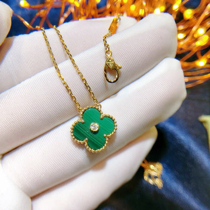 [Lunabriance]CLOVER 15MM DIAMOND TURQUOISE NECKLACE