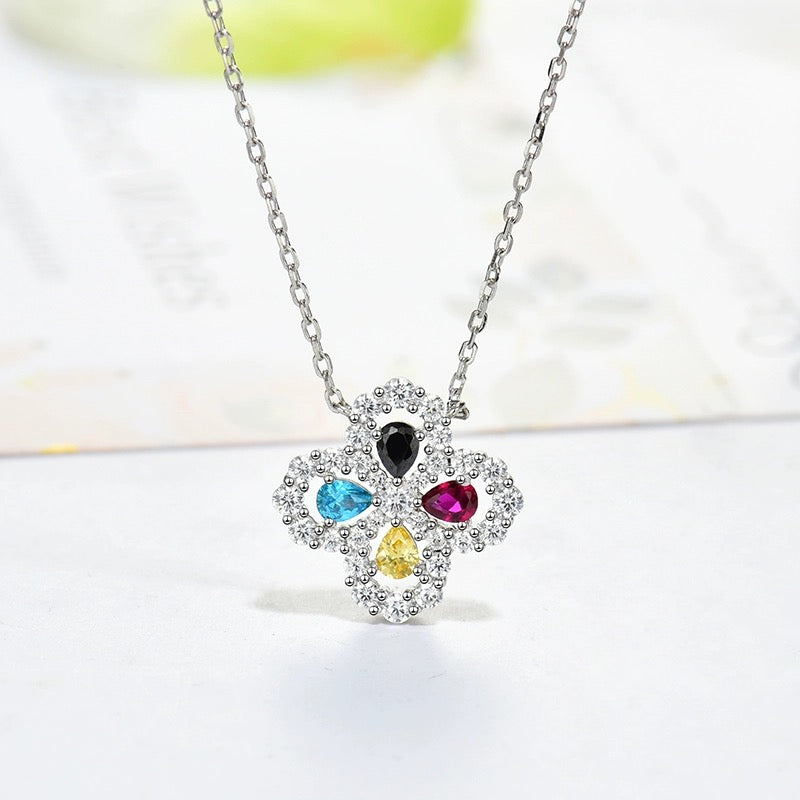 [Lunabriance]LOOP NECKLACE FULL MOTIF DIAMOND 16MM MULTIPLE COLORS