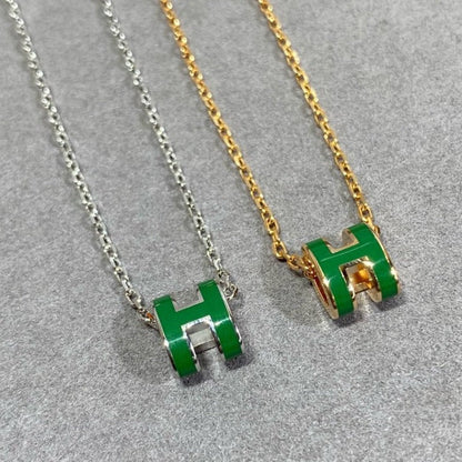 [Lunabriance]POP H GREEN NECKLACE SILVER AND GOLD