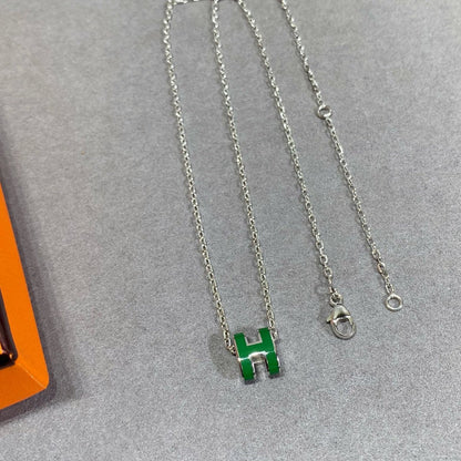 [Lunabriance]POP H GREEN NECKLACE SILVER AND GOLD