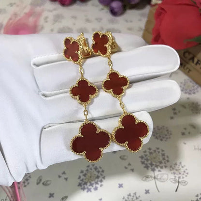 [Lunabriance]CLOVER 3 MOTIF CARNELIAN DROP EARRINGS