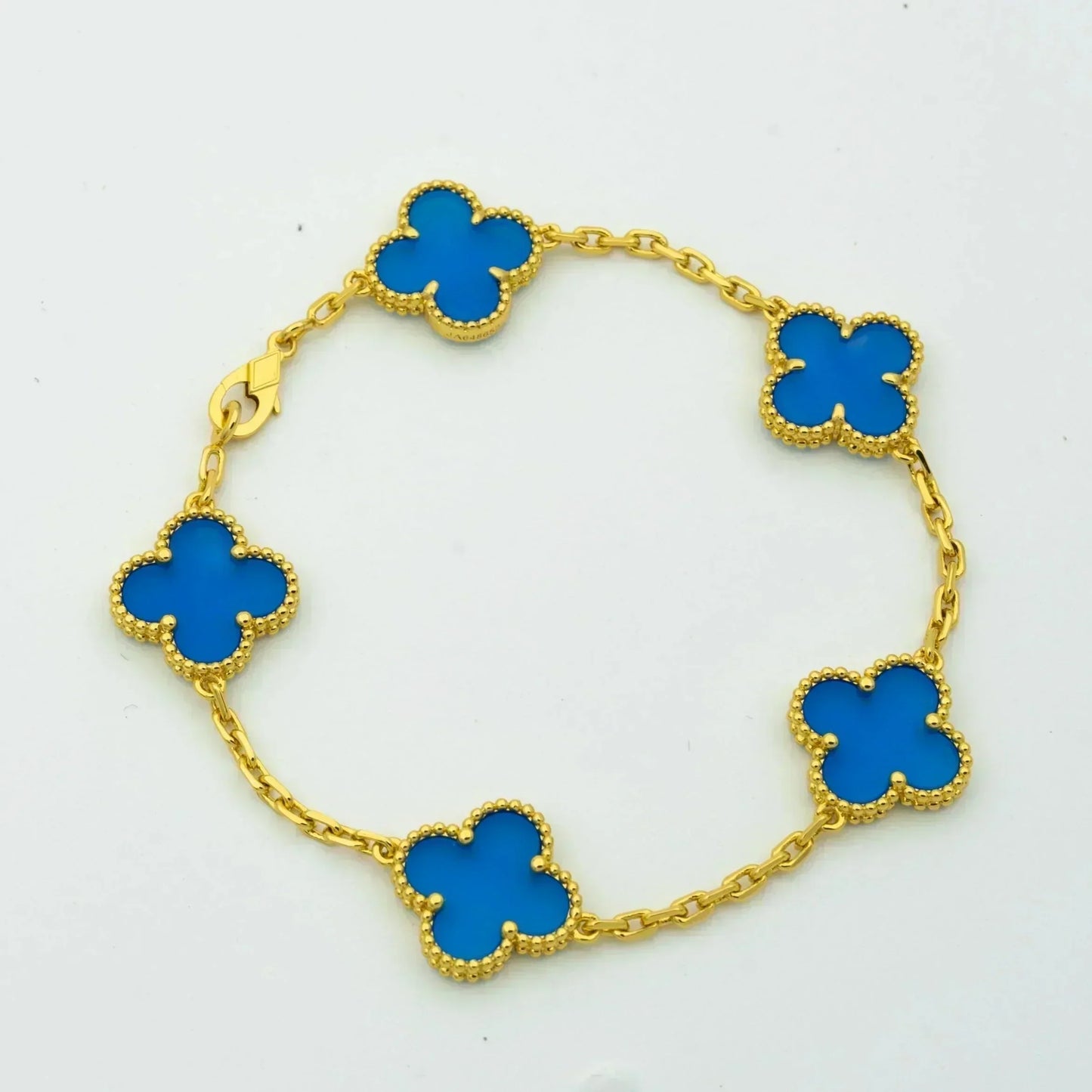 [Lunabriance]CLOVER 5 MOTIFS BLUE AGATE BRACELET