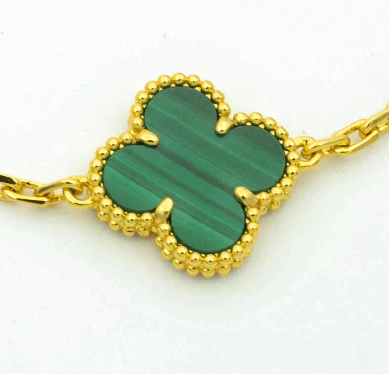 [Lunabriance]CLOVER  5 MOTIF MALACHITE DIAMOND BRACELET