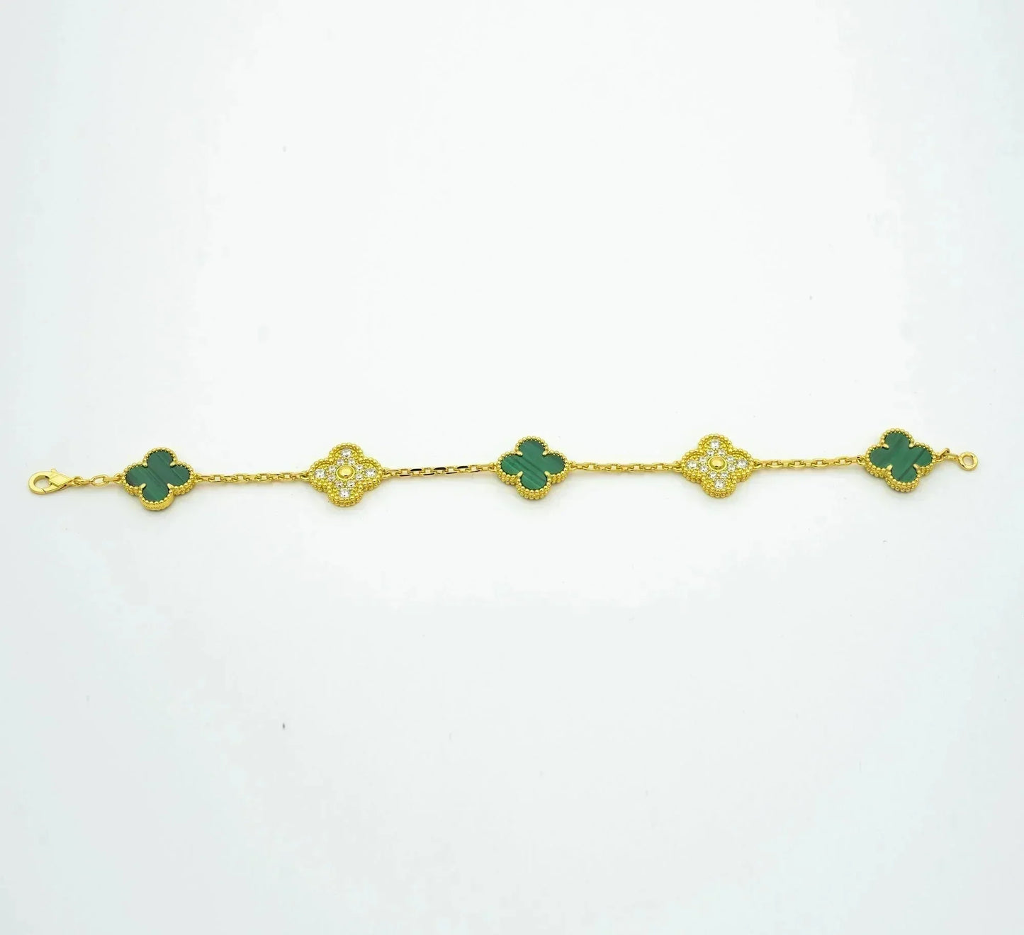 [Lunabriance]CLOVER  5 MOTIF MALACHITE DIAMOND BRACELET