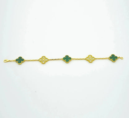 [Lunabriance]CLOVER  5 MOTIF MALACHITE DIAMOND BRACELET