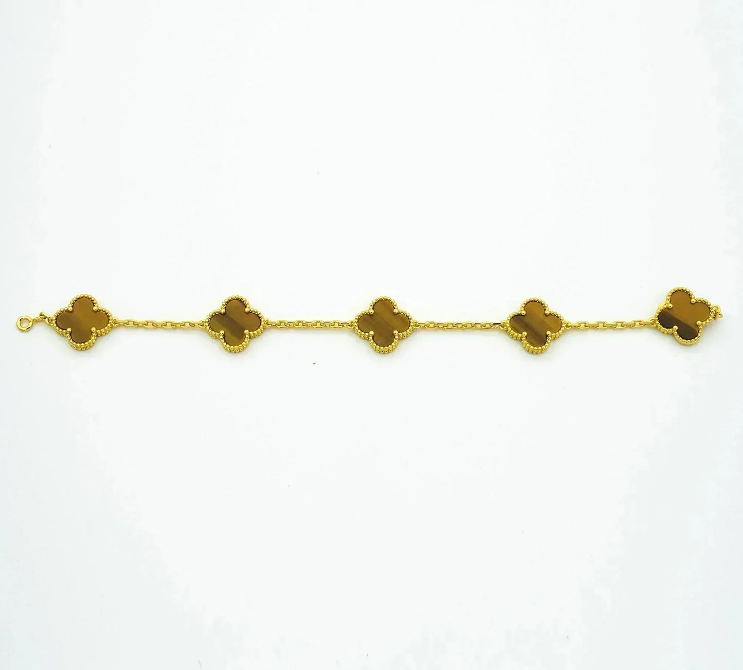 [Lunabriance]CLOVER  5 MOTIFS TIGER EYE BRACELET