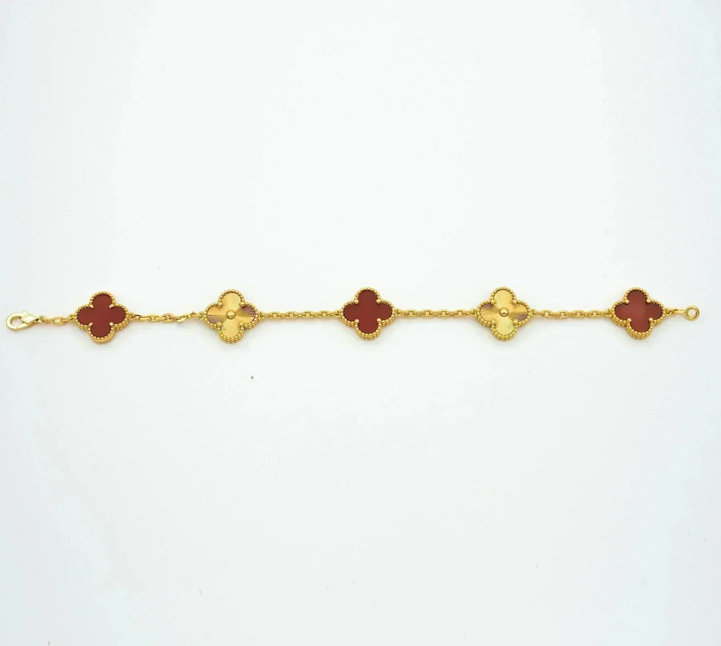 [Lunabriance]CLOVER  5 MOTIFS CARNELIAN GOLD BRACELET