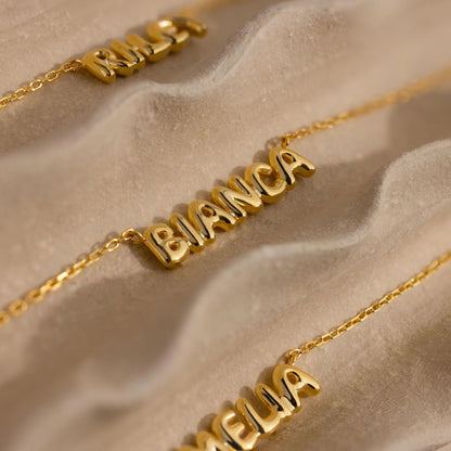 Tiny Bubble Name Necklace