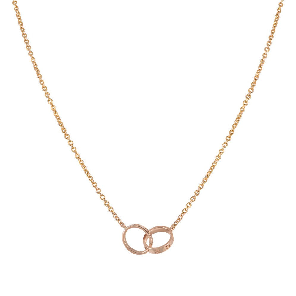 [Lunabriance]LOVE NECKLACE DOUBLE RING PINK GOLD