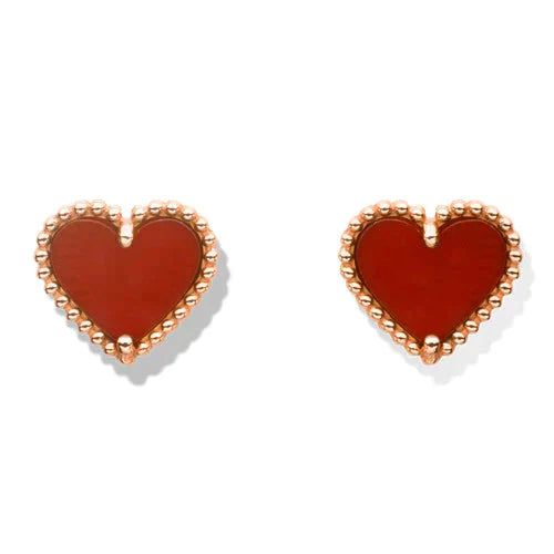 [Lunabriance]HEART CARNELIAN STUD EARRINGS