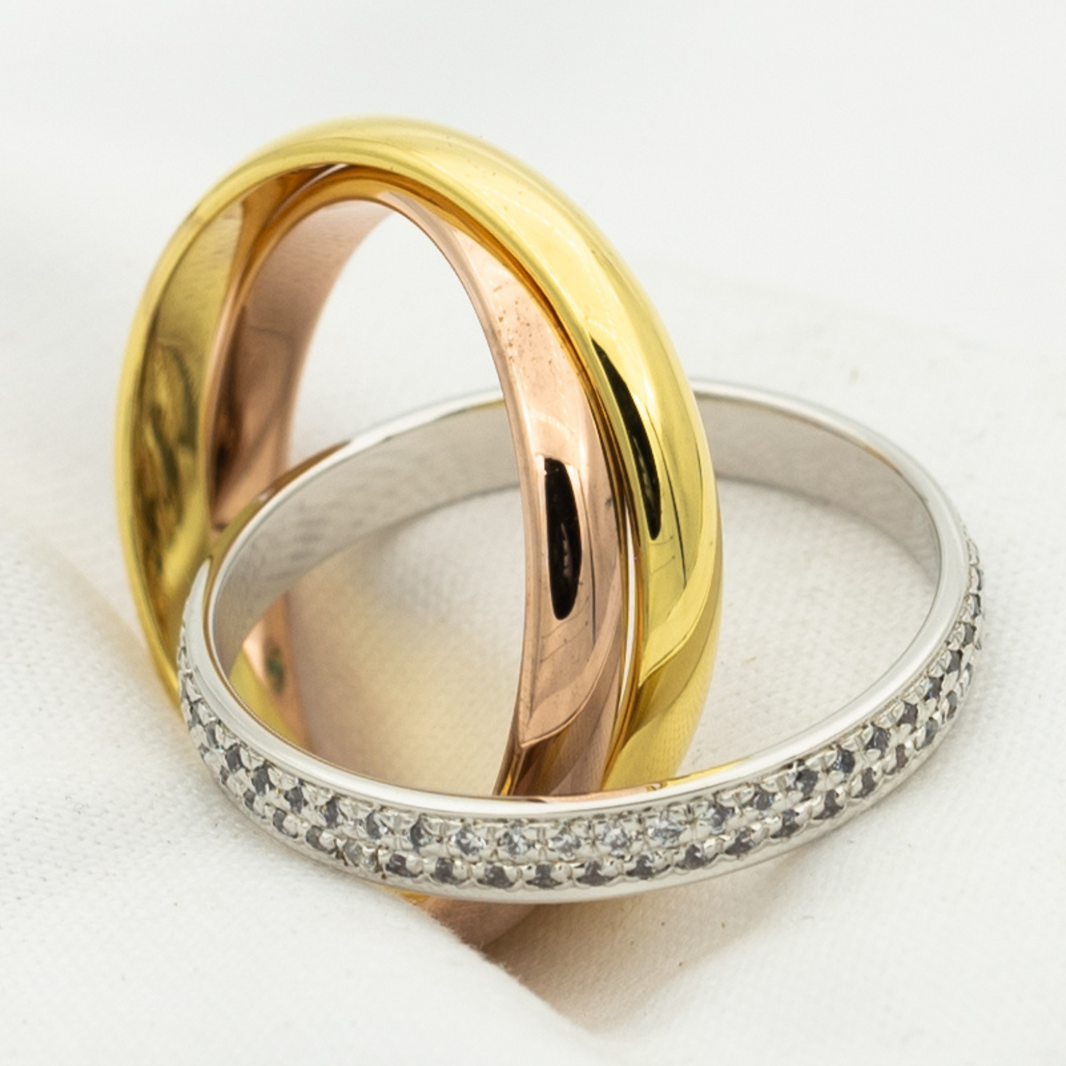 [Luna Brilliance]TRINITY RING GOLD PINK GOLD SILVER DIAMONDS