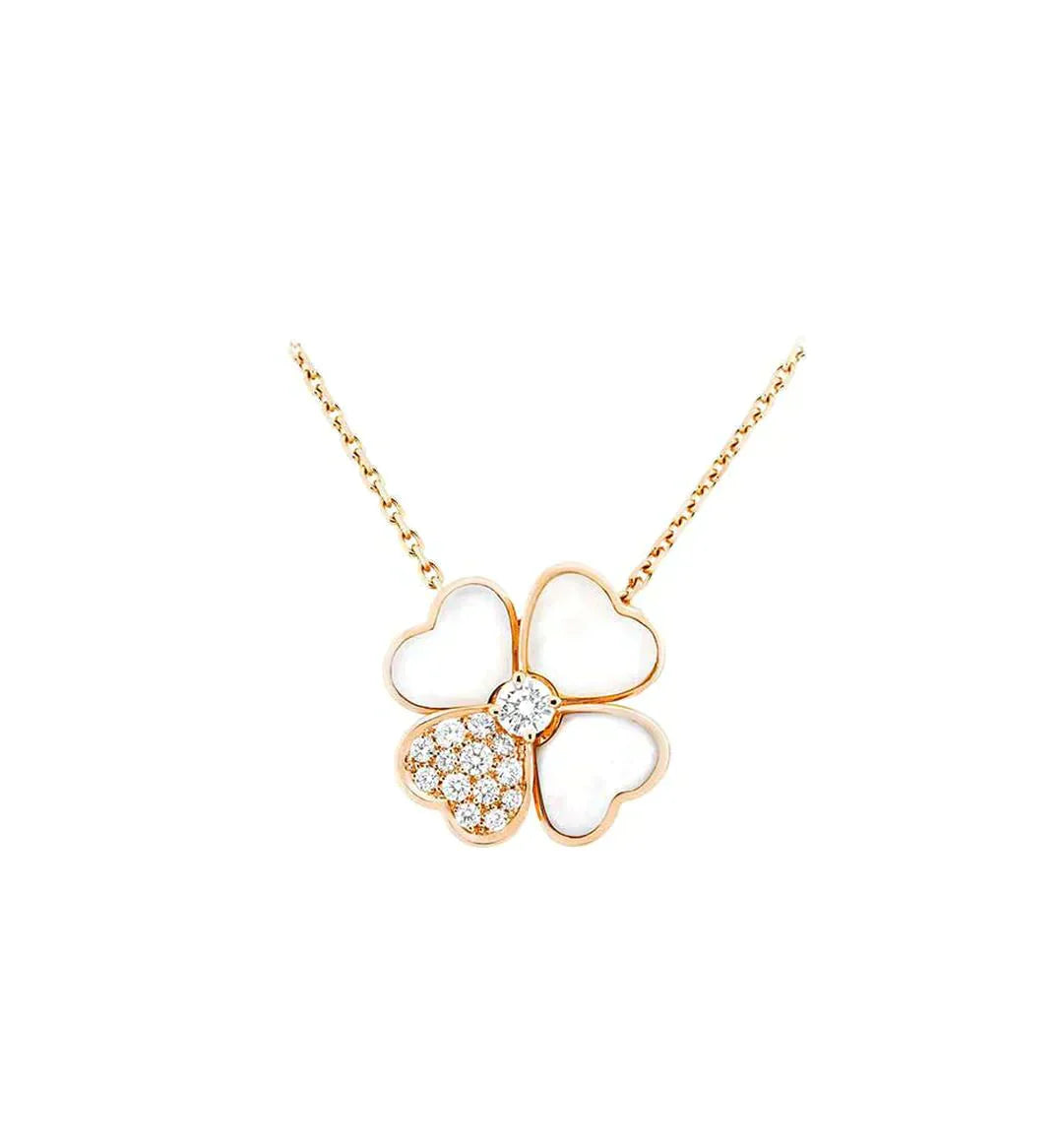 [Lunabriance]CLOVER MOP DIAMOND ROSE GOLD NECKLACE