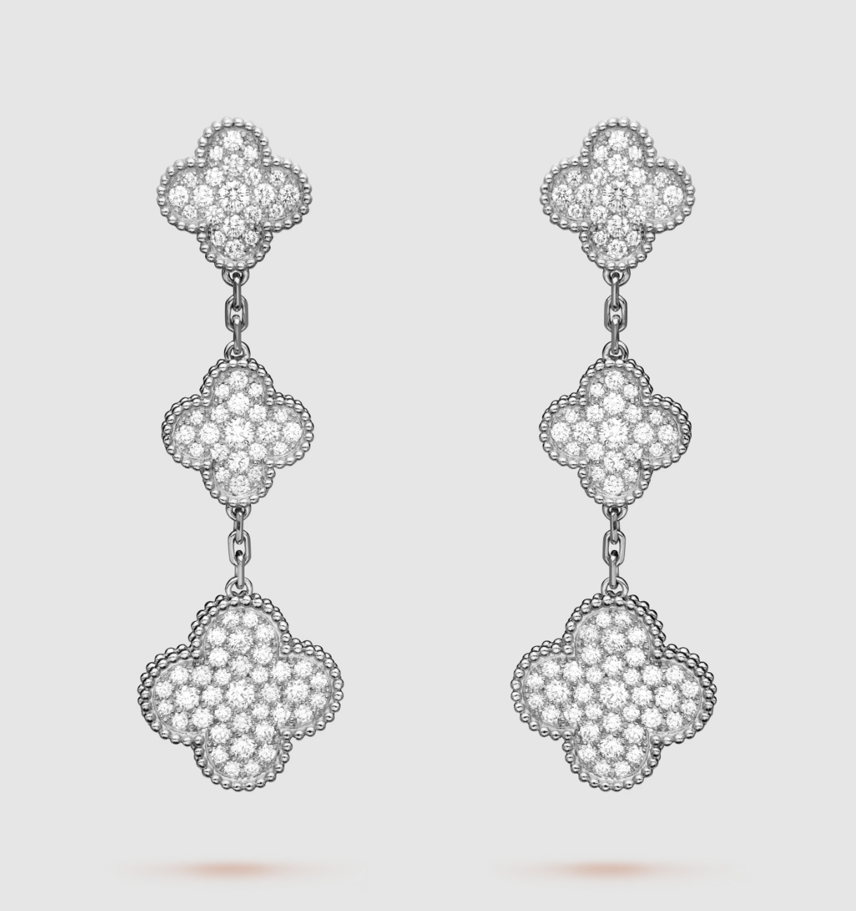 [Lunabriance]CLOVER 3 MOTIF DIAMOND SILVER DROP EARRINGS