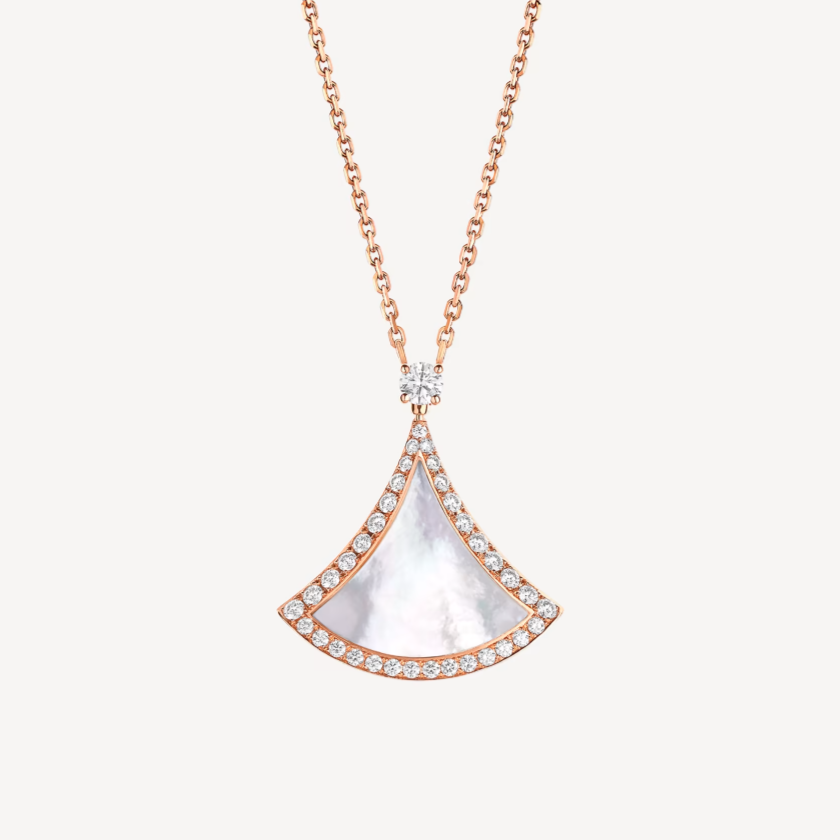 [Luna Brilliance]DREAM MOP DIAMOND PAVED PINK GOLD NECKLACE