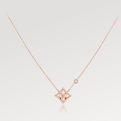 [Lunabriance]STAR PINK MOP 1 DIAMOND PINK GOLD NECKLACE