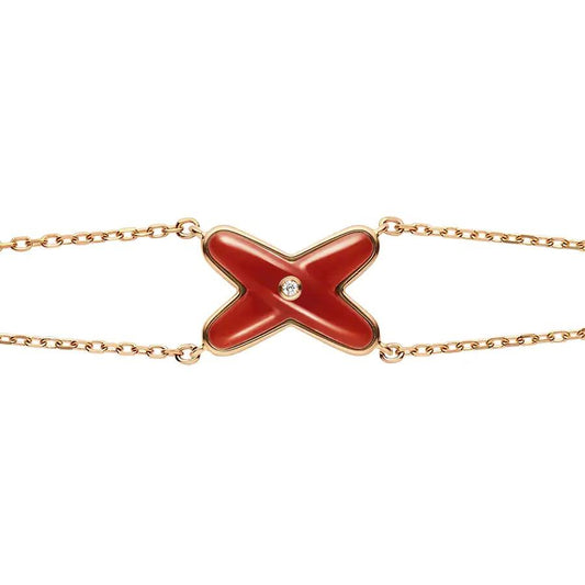 [Lunabriance]JEUX BRACELET CARNELIAN PINK GOLD 1 DIAMOND