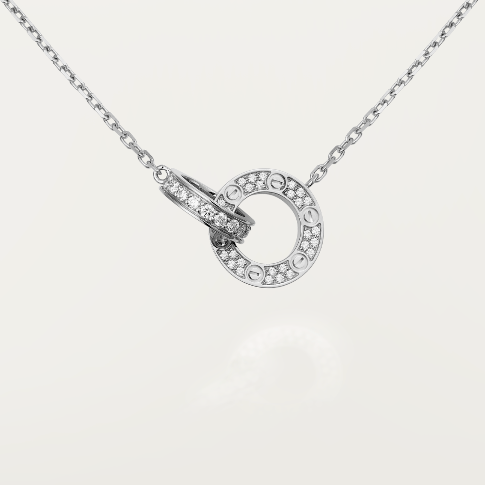 [Lunabriance]LOVE 7.6MM NECKLACE ROSE GOLD AND SILVER  FULL DIAMOND