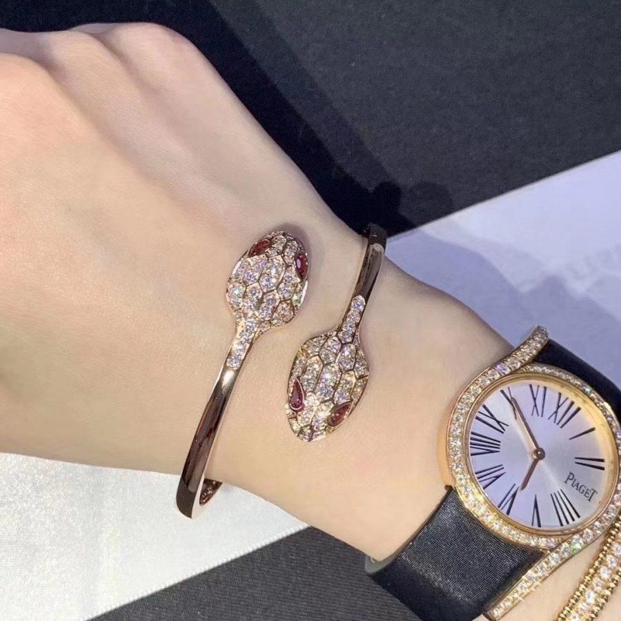 [Lunabriance]SERPENTI BRACELET PINK GOLD DIAMOND DOUBLE SNAKE