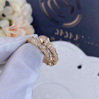 [Lunabriance]SERPENTI RING PINK GOLD DIAMOND PAVED 4MM