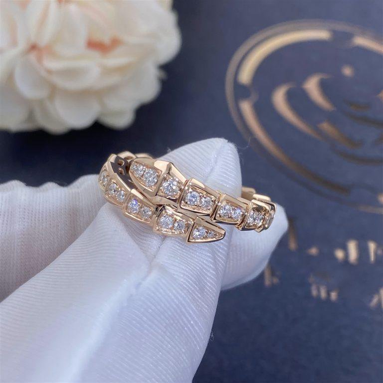 [Lunabriance]SERPENTI RING PINK GOLD DIAMOND PAVED 4MM