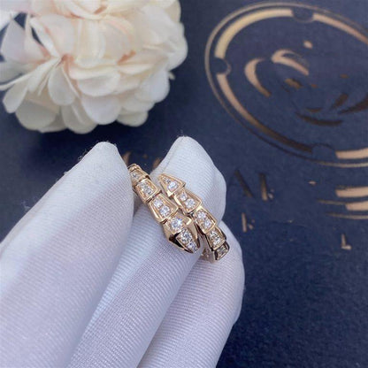 [Lunabriance]SERPENTI RING PINK GOLD DIAMOND PAVED 4MM