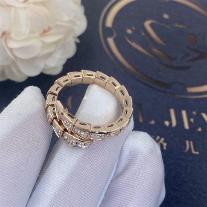 [Lunabriance]SERPENTI RING PINK GOLD DIAMOND PAVED 4MM