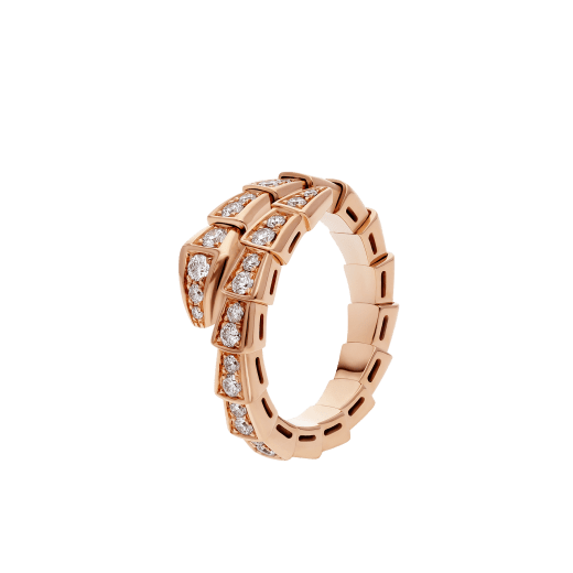 [Luna Brilliance]SERPENTI RING PINK GOLD DIAMOND PAVED 4MM