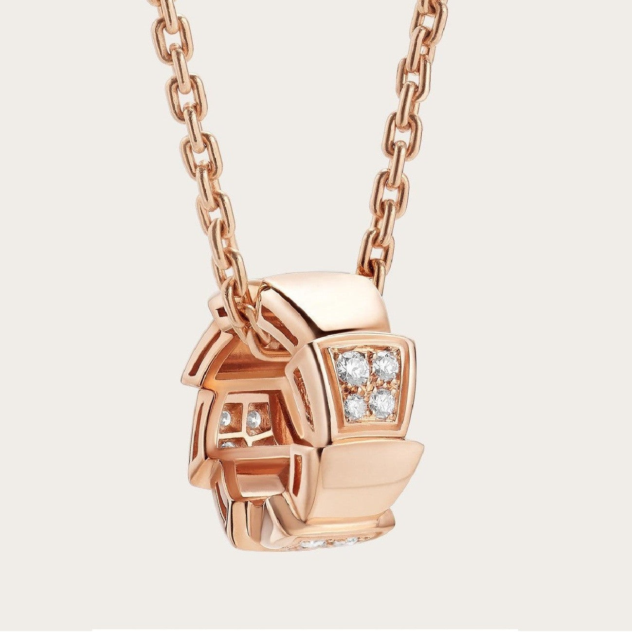 [Lunabriance]SERPENTI PEDANT DIAMOND PINK GOLD NECKLACE