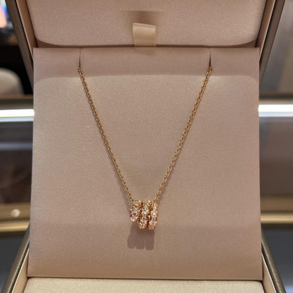 [Lunabriance]SERPENTI PINK GOLD NECKLACE DOUBLE RING DIAMOND