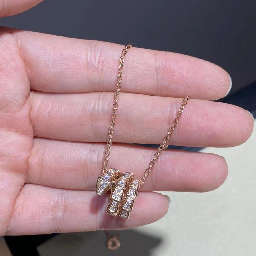 [Lunabriance]SERPENTI PINK GOLD NECKLACE DOUBLE RING DIAMOND