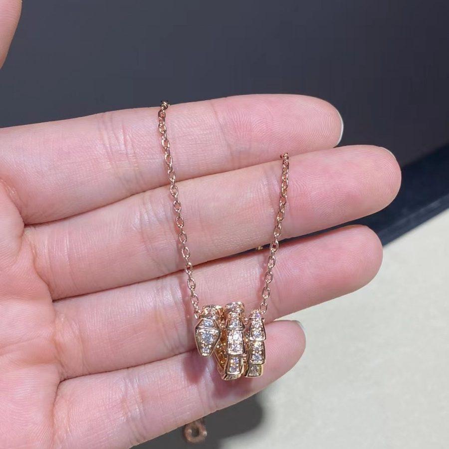 [Lunabriance]SERPENTI PINK GOLD NECKLACE DOUBLE RING DIAMOND