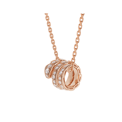 [Lunabriance]SERPENTI PINK GOLD NECKLACE DOUBLE RING DIAMOND