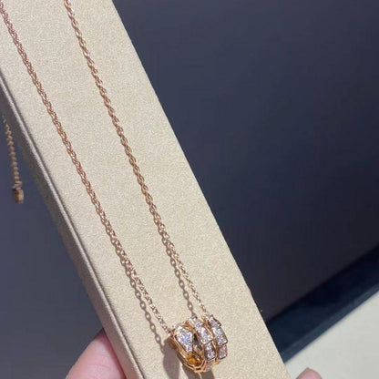 [Lunabriance]SERPENTI PINK GOLD NECKLACE DOUBLE RING DIAMOND