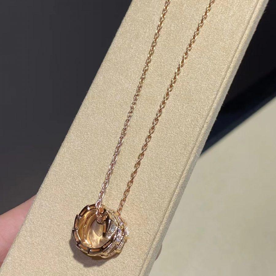 [Lunabriance]SERPENTI PINK GOLD NECKLACE DOUBLE RING DIAMOND