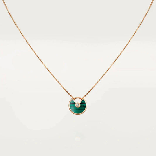 [Lunabriance]AMULETTE ROSE GOLD MALACHITE NECKLACE