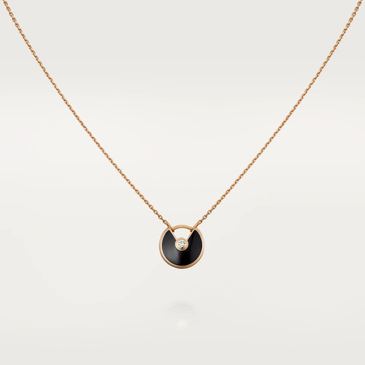 [Lunabriance]AMULETTE ROSE GOLD ONYX NECKLACE