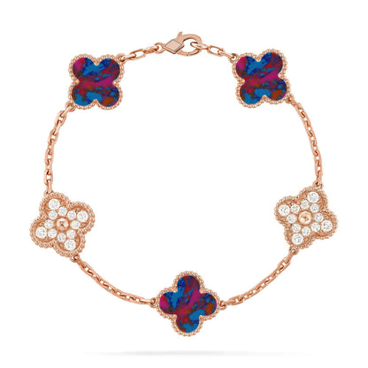 [Luna Brilliance]CLOVER 5 MOTIF COLOR GEMSTONES BRACELET COLLECTION