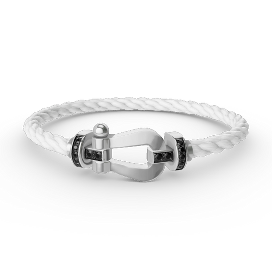 [Lunabriance]FORCE LARGE HORSESHOE BLACK DIAMOND BRACELET SILVER