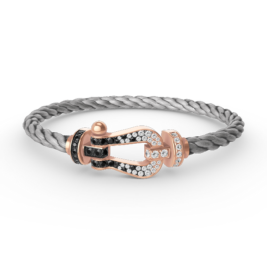 [Lunabriance]FORCE LARGE HORSESHOE BLACK WHITE DIAMOND BRACELET ROSE GOLD