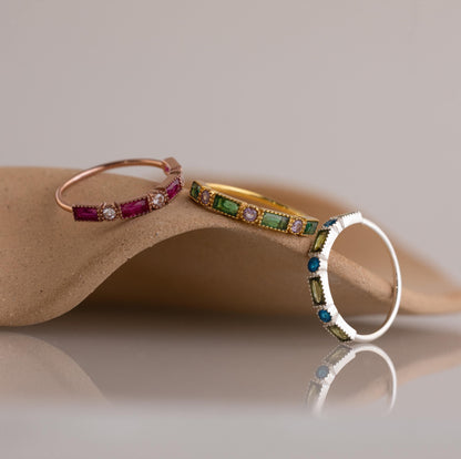 Mixed Art Deco Birthstone Ring