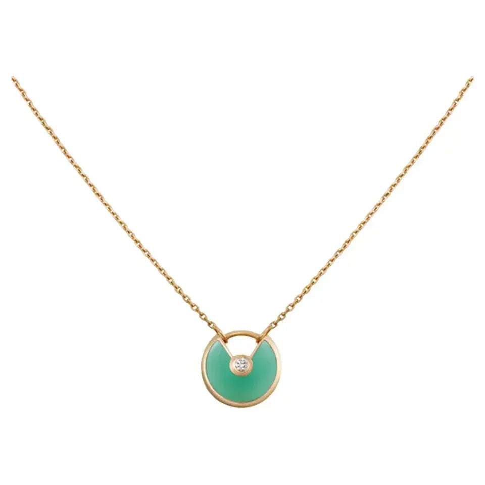 [Lunabriance]AMULETTE GOLD MALACHITE NECKLACE