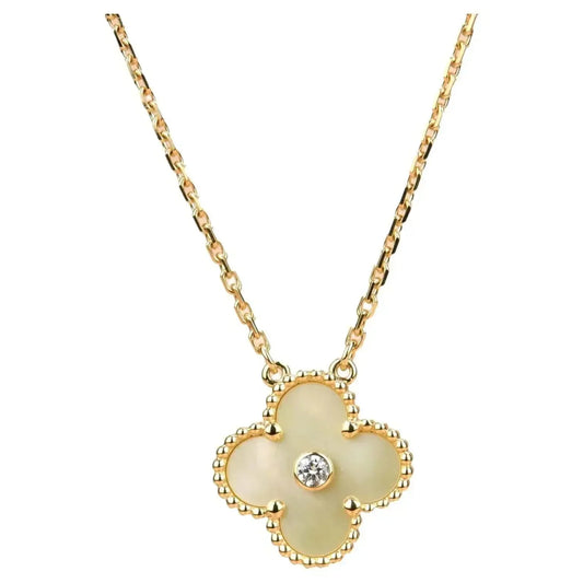 [Lunabriance]CLOVER 15MM DIAMOND GOLD MOTHER OF PEARL NECKLACE