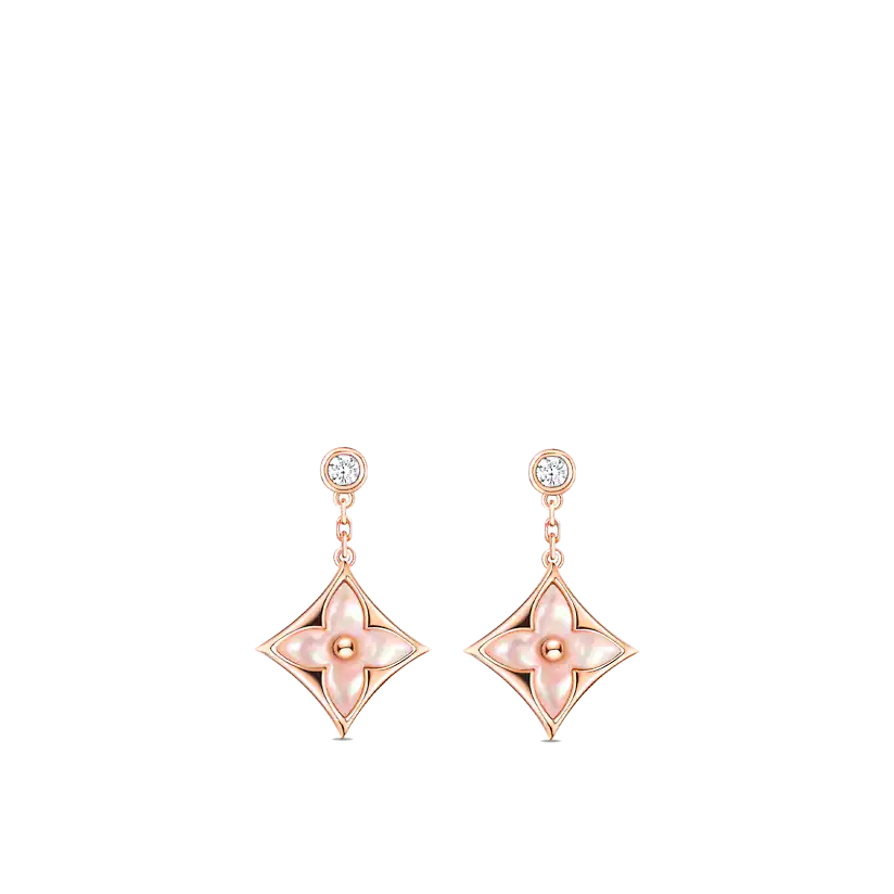 [Lunabriance]DOUBLE STAR PINK GOLD MOP DROP EARRINGS